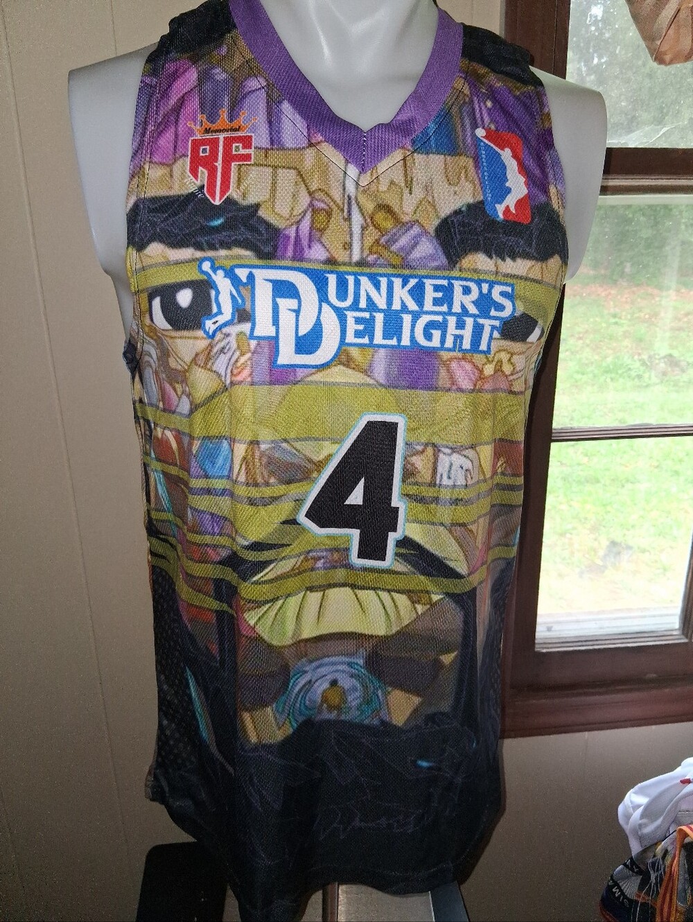 Dunker's Delight Graphic Basketball Jersey #4 — Purple/Yellow/Black